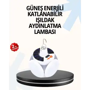 AsilTech Katlanabilir 5 Kanatlı Solar LED Bahçe ve Kamp Lambası