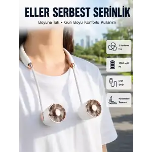 AsilTech Katlanabilir Asılabilir Fan USB Şarjlı Hafif ve Sessiz Tasarım