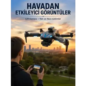AsilTech Katlanabilir Çift Kameralı Drone Uzaktan Kumandalı Hava Aracı