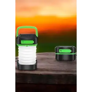 AsilTech Katlanabilir Kamp Lambası Solar Fener Görünümlü 3 Kademeli Şarjlı