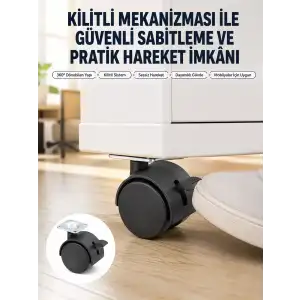 AsilTech Kilitli Mini Tekerlek Ayak 4 cm 4’lü Set