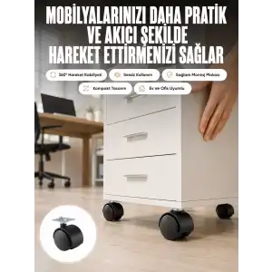 AsilTech Kilitsiz 4 cm Tekerlek Ayak 4’lü Set Sessiz ve Dayanıklı