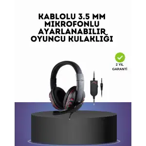 AsilTech Kırmızı Gaming Headset Mikrofonlu Sağlam Kablolu Konforlu