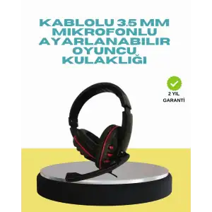 AsilTech Kırmızı Işıklı Oyun Kulaklığı Kablolu Mikrofonlu Profesyonel