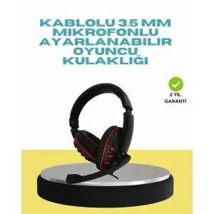 AsilTech Kırmızı Işıklı Oyuncu Kulaklığı Kablolu Mikrofonlu Profesyonel