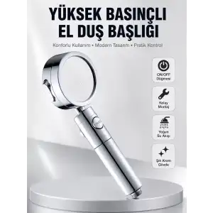 AsilTech Kolay Montajlı 3 Modlu Yüksek Basınç Duş Başlığı