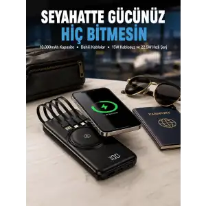 AsilTech Kompakt Tasarım, Güçlü Performans – 10000mAh Kablosuz Powerbank