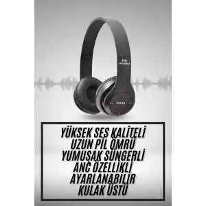 AsilTech Kulak Üstü Bluetooth Kulaklık Yüksek Ses Kaliteli Ayarlanabilir