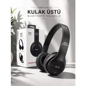 AsilTech Kulak Üstü TF Kart ve AUX Destekli Ergonomik Bluetooth Kulaklık