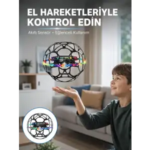 AsilTech LED Işıklı Futbol Topu Mini Drone Akıllı Sensörlü El Kontrollü