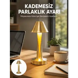 AsilTech LED Masa Lambası 3 Renk Ayarlı Şarjlı Kablosuz Modern Tasarım Yeni Nesil