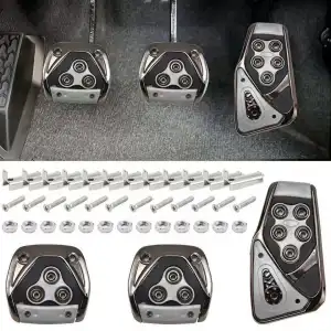 AsilTech Manuel Araç Uyumlu Kaydırmaz Pedal Seti 3 Parça Siyah