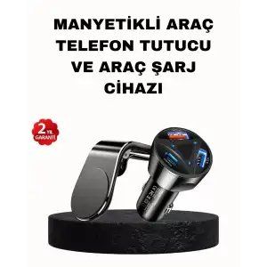 AsilTech Manyetik Araç Telefon Tutucu ve Hızlı Şarj Adaptörü 2’li Set