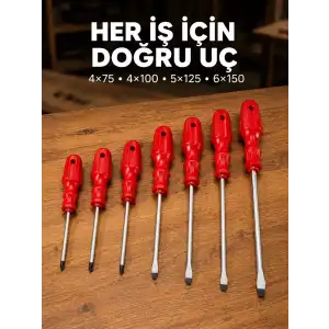 AsilTech Manyetik Uçlu 7 Parça Tornavida Seti Düz ve Yıldız Tornavida