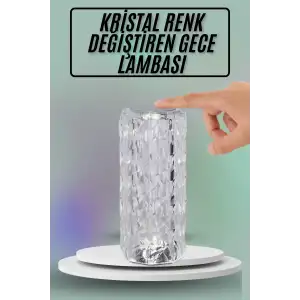 AsilTech Masa ve Gece Lambası Şık ve Dayanıklı Sensörlü Şarjlı Kristal Lamba