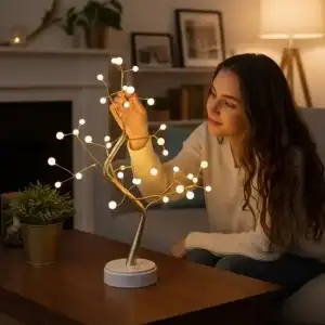 AsilTech Masaüstü Boncuklu Şarjlı Ağaç Lamba