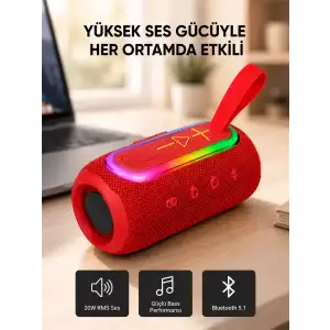 AsilTech Mavi Taşınabilir Bluetooth Hoparlör Kompakt Tasarım ve Güçlü Ses