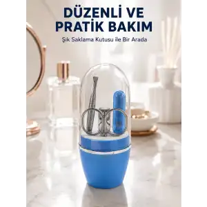 AsilTech Mavi Tırnak Bakım Seti Çok Amaçlı Manikür Pedikür Kiti