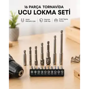 AsilTech Metal Gövdeli 16lı Bits Seti Çok Amaçlı Tornavida Uçları
