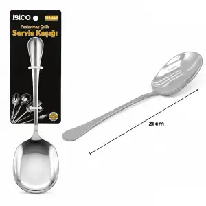 AsilTech Metal Servis Kaşığı - 21 cm - Krom Renk