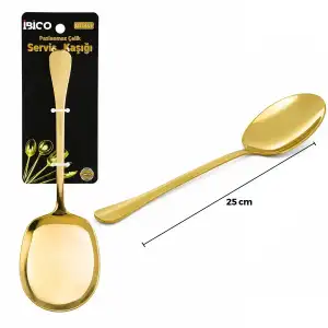 AsilTech Metal Servis Kaşığı - 25 cm - Gold Renk