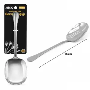 AsilTech Metal Servis Kaşığı - 25 cm - Krom Renk