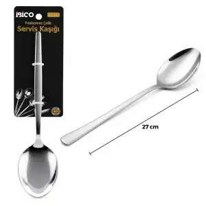 AsilTech Metal Servis Kaşığı - Krom Renk - 27 cm