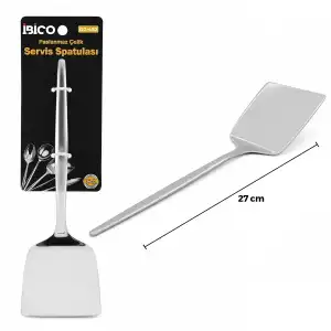 AsilTech Metal Servis Spatulası - Krom Renk - 27 cm - Paslanmaz Çelik