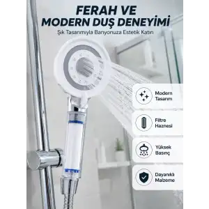 AsilTech Mineral Taşlı Filtreli Duş Başlığı Güçlü Su Basınçlı Banyo Başlığı