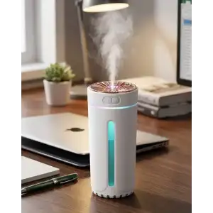 AsilTech Mini Araç Nemlendirici 5 Esans Hediyeli USB Işıklı Koku Difüzörü