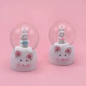AsilTech Mini Boy Tavşan Tasarımlı Işıklı Kar Küresi
