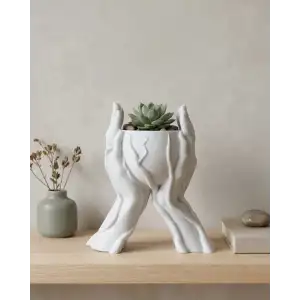 AsilTech Modern Ev Dekoru İçin El Şeklinde 3D Baskı Dekoratif Saksı Vazo