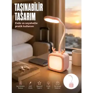 AsilTech Modern Tasarımlı Şarj Edilebilir LED Gece Lambası