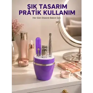 AsilTech Mor Manikür Pedikür Seti Taşınabilir Kişisel Bakım Kiti