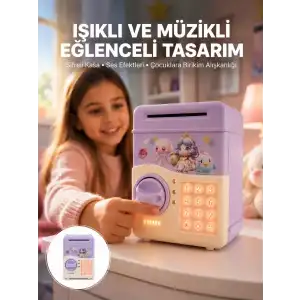 AsilTech Mor Otomatik Para Girişli Elektronik Şifreli Kumbara