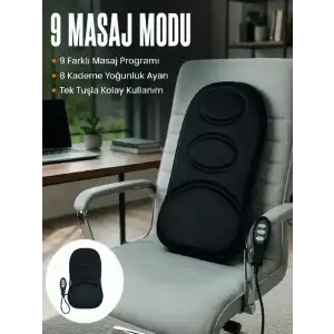 AsilTech Motorlu Isıtmalı Masaj Minderi Masaj Modlu Ev, Ofis ve Araç Koltuk Pedi