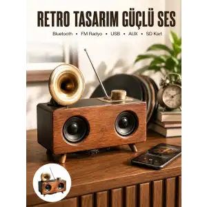 AsilTech Nostaljik Görünümlü Bluetooth Bağlantılı Speaker