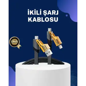 AsilTech Örgülü Tasarım 4’ü 1 Arada USB-C Lightning Hızlı Şarj Kablosu