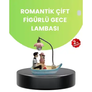 AsilTech Oturan Çift Figürlü LED Masa Lambası Romantik Hediye
