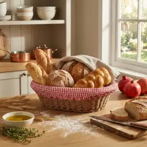 AsilTech Oval Renkli Bezli İp Hasır Ekmek Sepeti