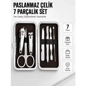 AsilTech Paslanmaz Çelik Kişisel Bakım Seti – 7 Parça