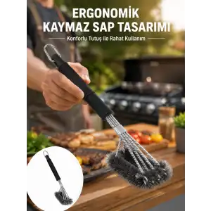 AsilTech Paslanmaz Çelik Telli Mangal Temizlik Fırçası Yeni Nesil