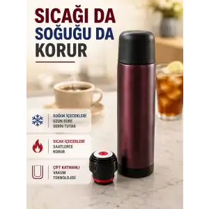 AsilTech Paslanmaz Çelik Vakumlu Termos Sıcak ve Soğuk İçecek Termosu