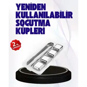 AsilTech Paslanmaz Çelikten Üretilmiş Metal Buz Küpü Seti ve Buz Klipsi