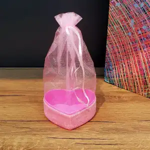 AsilTech Pembe Kalpli Tül Kese