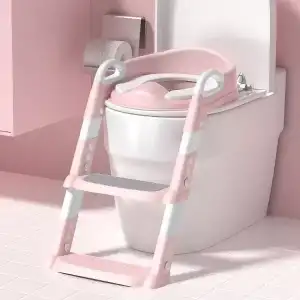 AsilTech Pembe Merdivenli Çocuk Klozet Tuvalet Eğitimi Aparatı