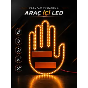 AsilTech Pilli Led Işık Araç Camı İçin Uzaktan Kumandalı El Simgesi
