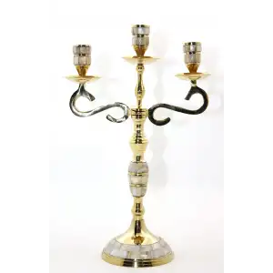 AsilTech Pirinç Sedefli 3lü Şamdan Model 3