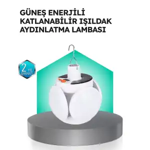 AsilTech Pratik Katlanabilir Solar LED Aydınlatma Lambası
