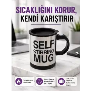 AsilTech Pratik ve Dayanıklı Termos Kupa | Tek Tuşla Otomatik Karıştırma